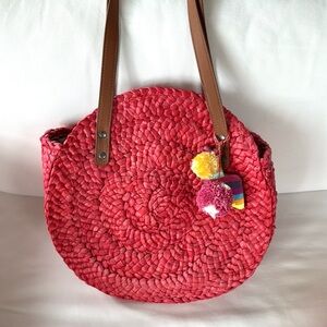 Lucky Brand Baria Red Woven Tote Bag